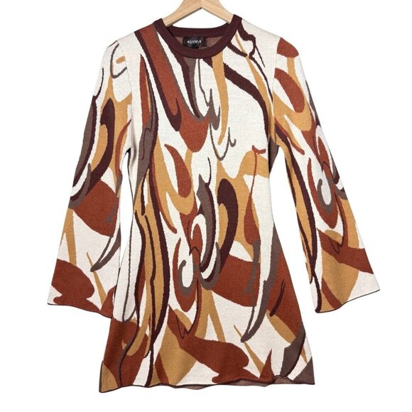 4Sienna Cicille Long Sleeve Sweater Dress Cut Out and Tie Back Details Fall L - Picture 1 of 8